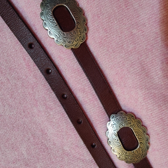 Lauren Ralph Lauren CONCHO Brown Leather Western Belt, Size M 31"-35" waist - Picture 7 of 10